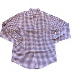 346 Brooks Brothers Classic Red White Blue Checkered LS Button-Down Shirt NWOT